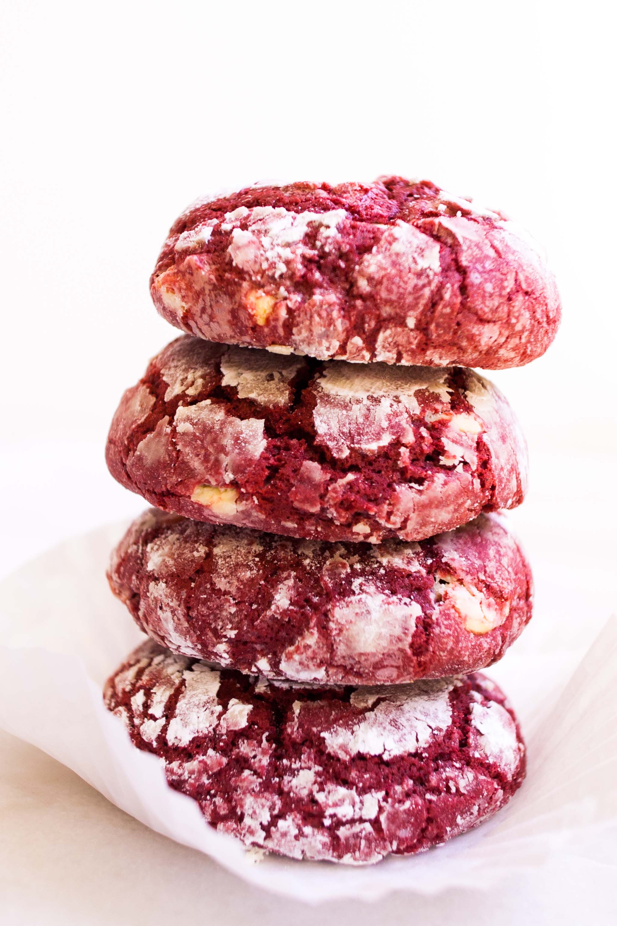 Red Velvet Crinkle Cookies Stack