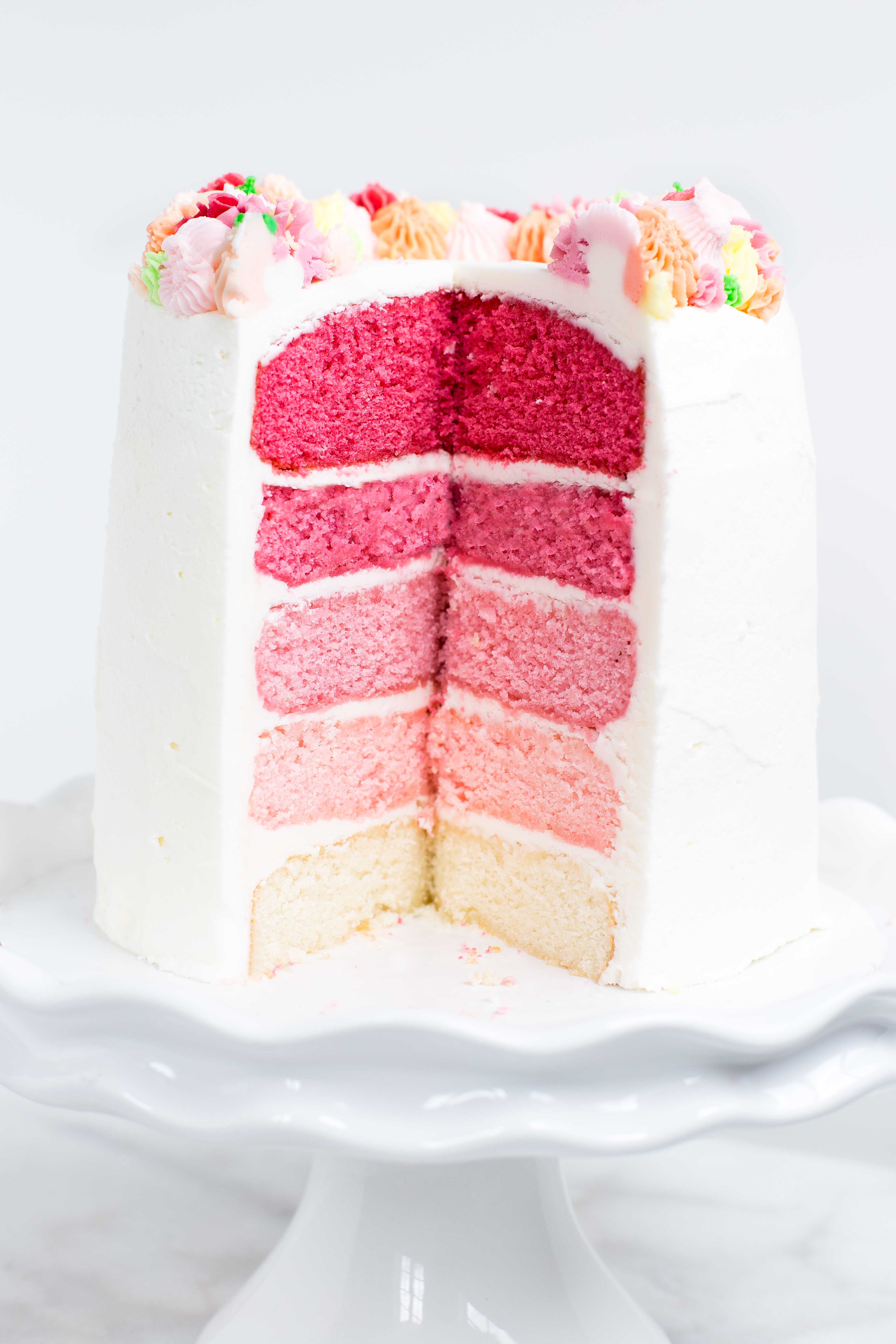 Pink Ombre Cake Cut