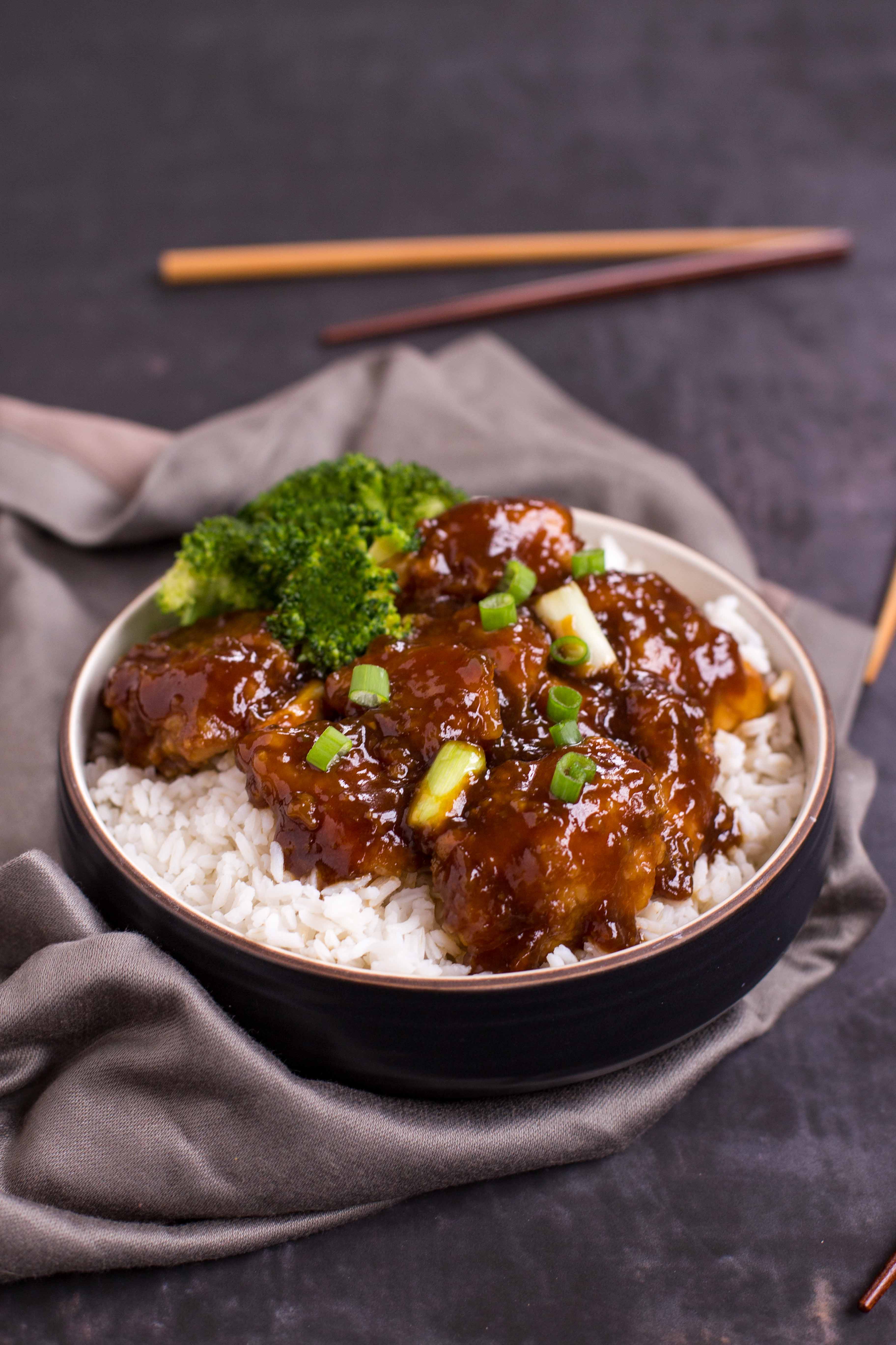 Baked General Tso's Chicken Close